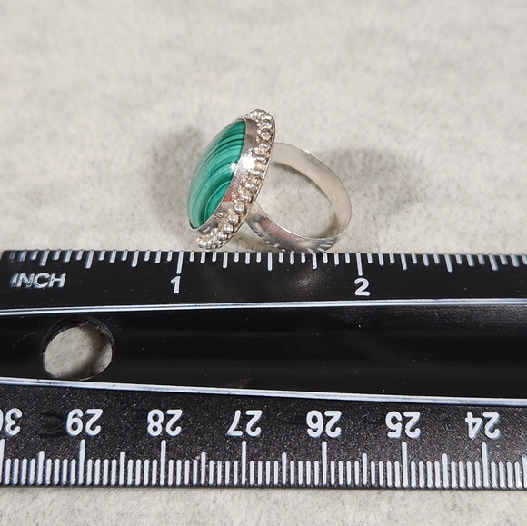 Genuine Artisan Handcrafted Sterling Silver Ring With Natural Malachite (S~6.75) - Picture 9 of 13